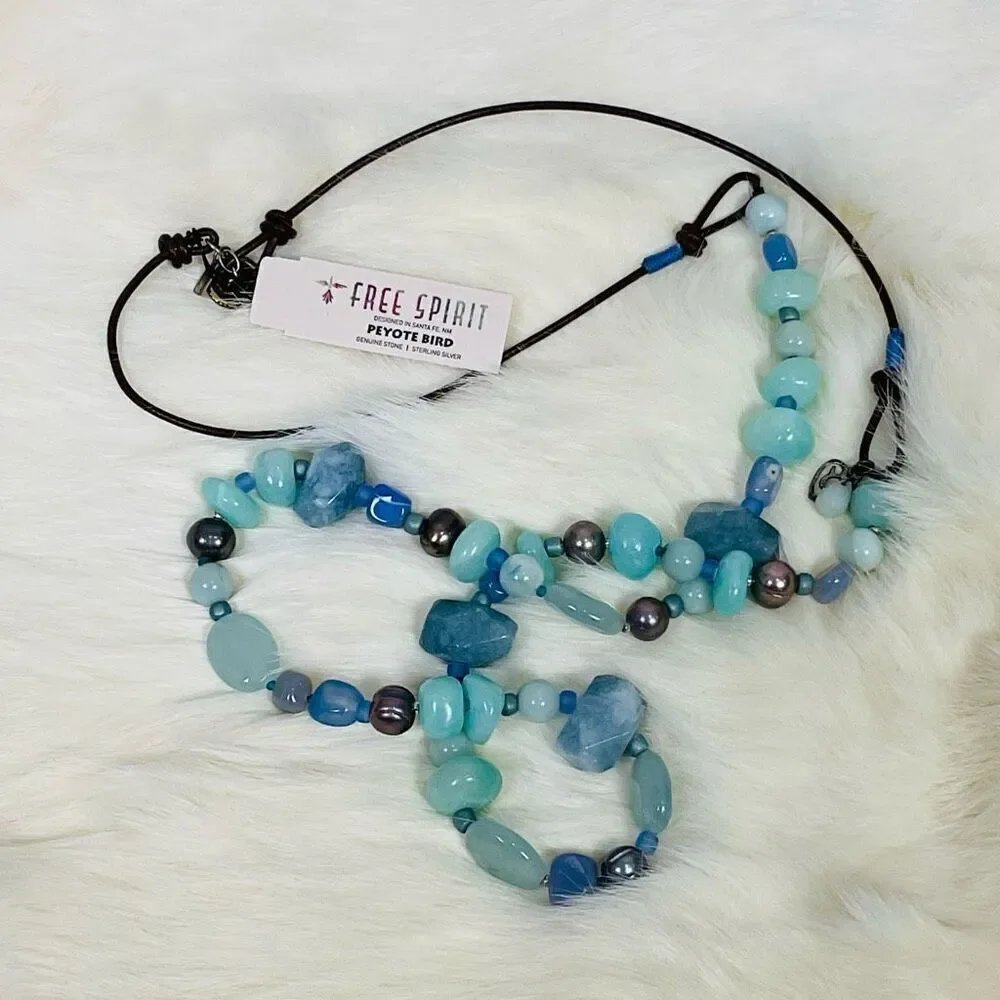 New Free Spirit Peyote Bird Genuine Gemstones Sterling Silver Necklace Turquoise
